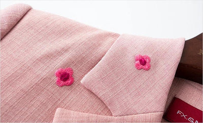 ZJYT New Fashion Women's Autumn Blazer Dresses Long Sleeve Embroidery Double Breasted Office Dress Plus Size Female Clothing