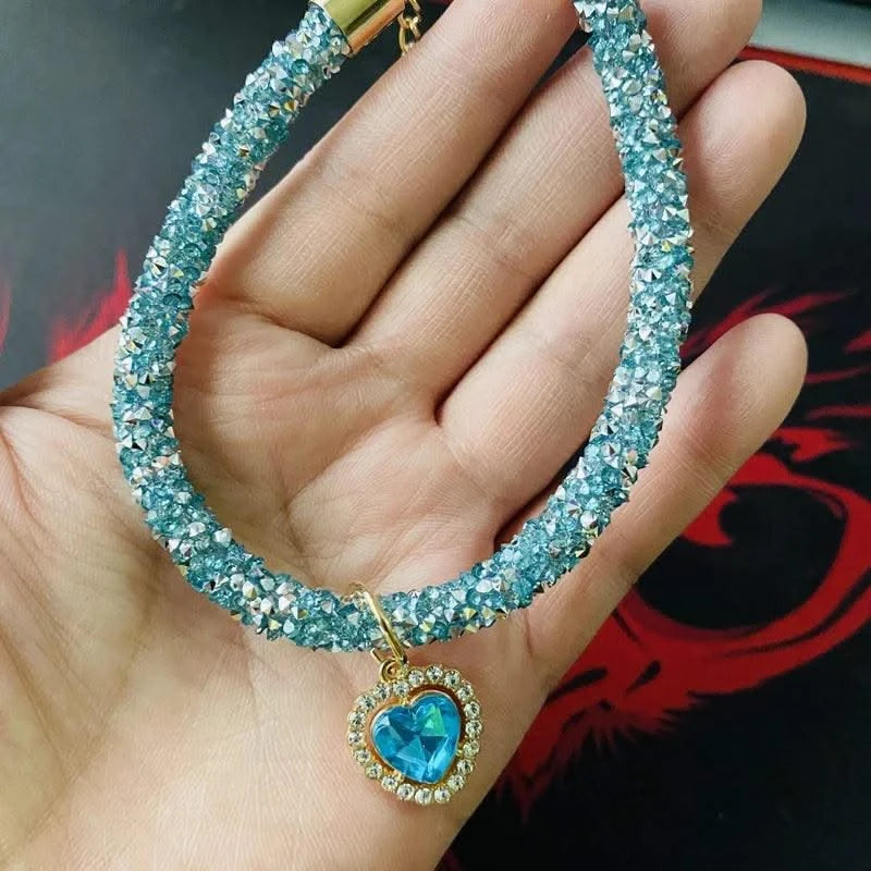 Adjustable Pet Necklace Cat Dog Collar with Diamond Zircon Heart Pendant Jewelry Luxury Metal Puppy Collars Dog Accessories