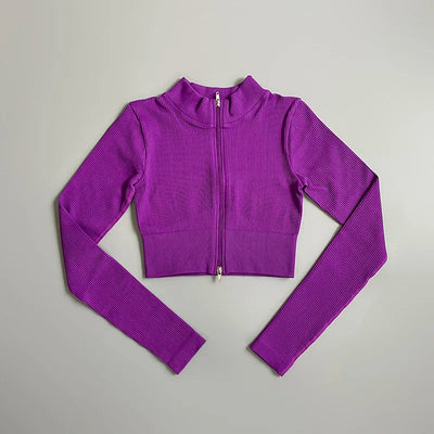 Women's Shirt Long Sleeve Gym Top Female Workout Sports Shirts  Yoga Tops Activewear Running Jackets With Front Zip