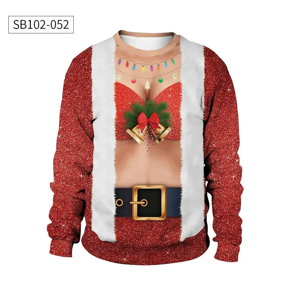 2024 Women Ugly Christmas Sweatshirt Funny Dog Head Pullovers Hoodie Humping Reindeer Climax Christmas Clothes