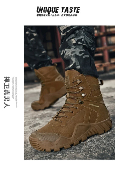 New Men Tactical Boots Lace Up Waterproof Climbing Hiking Shoes Motorcycle Training Army High Quality Hunting Unisex Desert Boot