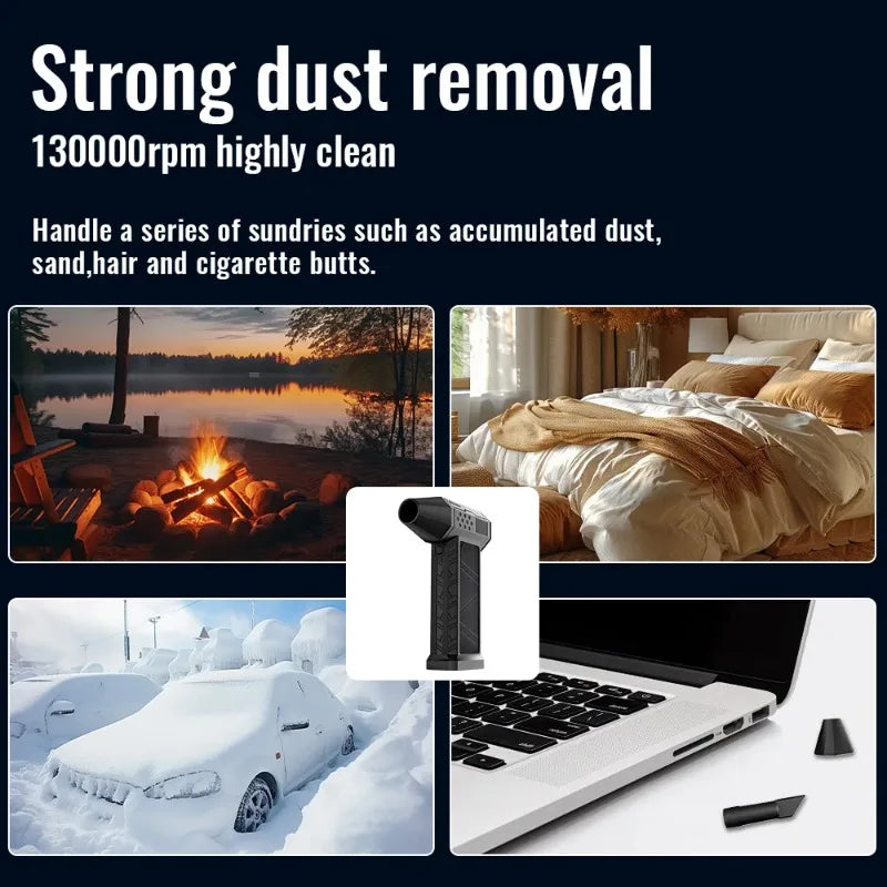 Electric Air Duster 130000RPM Turbofan High Power Jet Fan  Cleaning Blower Tool Brushless Motor Variable Speed Dust Blower