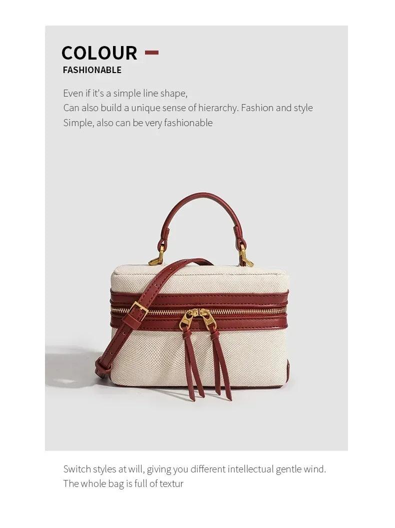 Fashion box women handbags designer thick canvas shoulder crossbody bags casual spring and summer small purses 2024