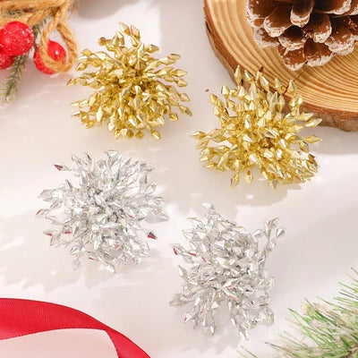 Statement Metal Flower Tassel Earrings Women Party Accessories 2025 Temperament Geometric Beaded Stud Earrings Christmas Jewelry