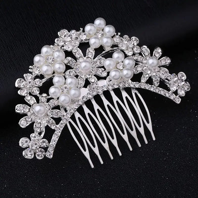 Elegant Floral Wedding Hair Accessories Women Flower Pearl Hair Comb Hairclip Diamond Hairpin Fashion Jewelry