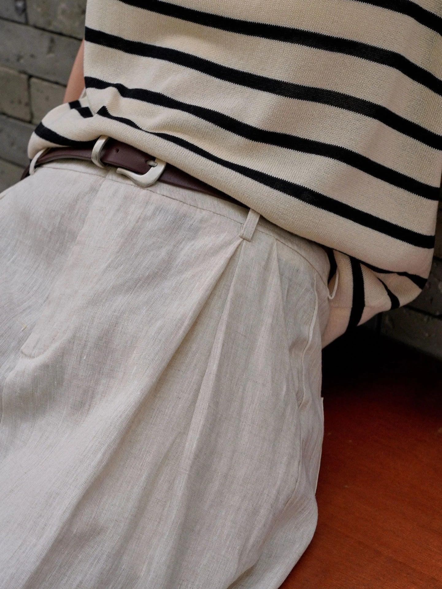 Summer korea style lazy linen curled bermuda shorts wide leg loose slim casual hot pants for women