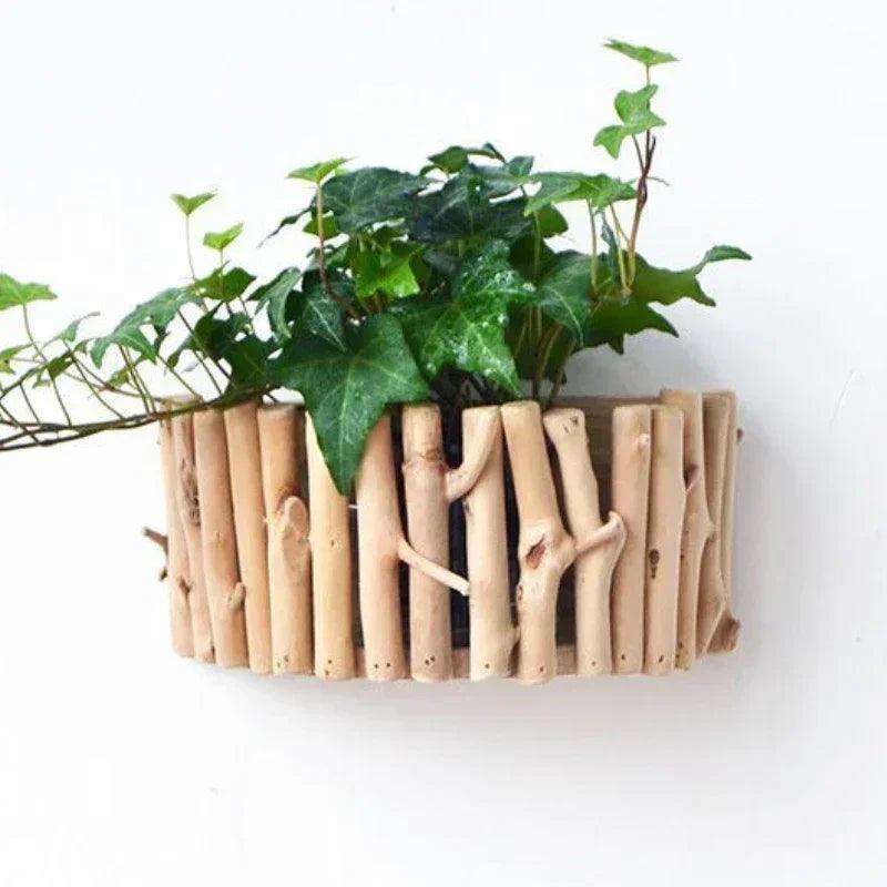 Wood modern decorative vases creative simple living room decoration half wall hanging flower interior decorations