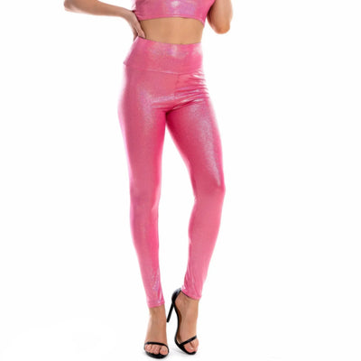 Women Metallic Leggings Shiny Skinny