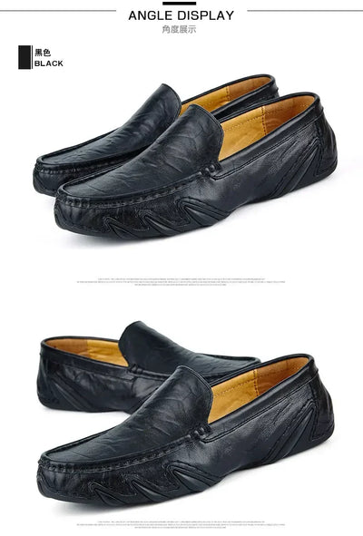 Autumn Shoes for Men Leather Casual Shoes Luxury Italian Men's Loafers Moccasins Breathable Black Versatile Driving Shoes 2024