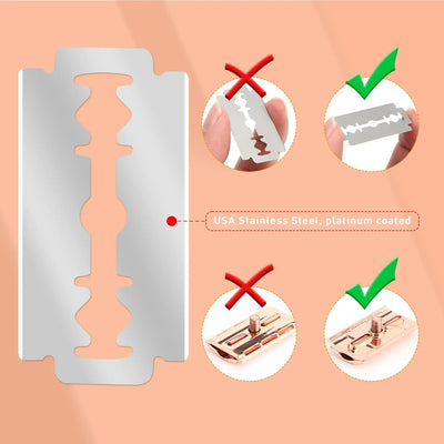 Double Edge Safety Razor for Women, with 10 pcs Safety Razor Blades Single Blade Razor Reusable Travel Essentials Women Razor