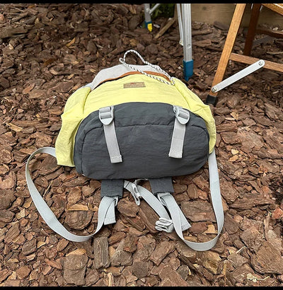 2025 Mountain Style Backpack Couple, Retro Color Block Hiking Bag, Lightweight Large Capacity Daypack for Outdoor