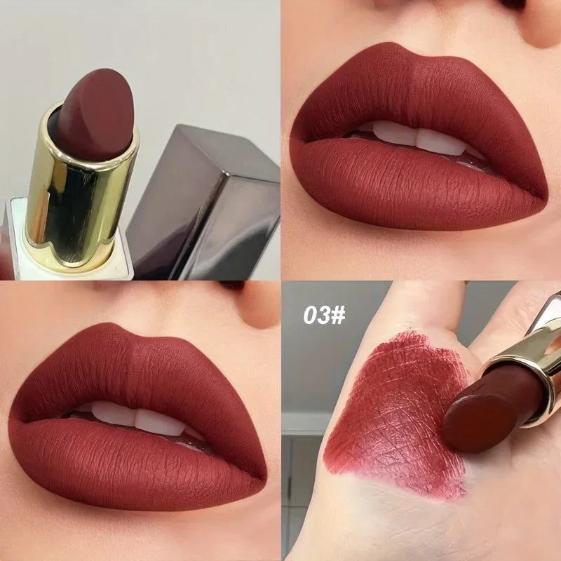 Available in 3 shades Matte Lipstick Matte Velvet Waterproof Non-fading lip gloss that enhances color and brightens lips Suitabl