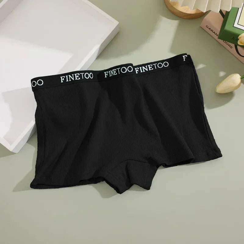Women Cotton Boxers Shorts Solid Color Low Rise Panties Sexy Breathable Underwear for Female Intimates Elastic Waist Lingerie