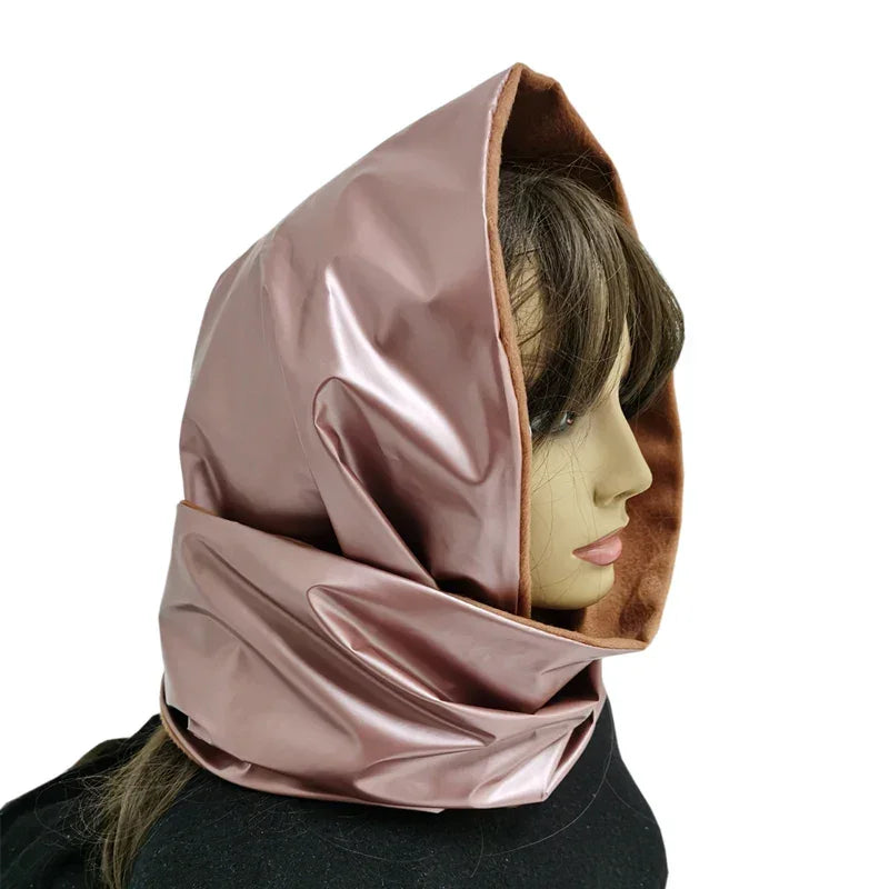 Designer woman Triangle Scarf Black Bandana men Unisex Faux leather kerchief eco-leather headscarf headdress Shawl Wrap