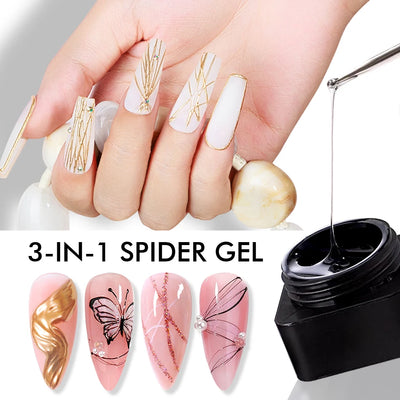 CHUNSU 3 In 1 Spider Gel Nail Polish No Wipe Functional UV Gel Creative Wire Drawing Liner Soak Off Magic Powder 5ML Clear  DIY
