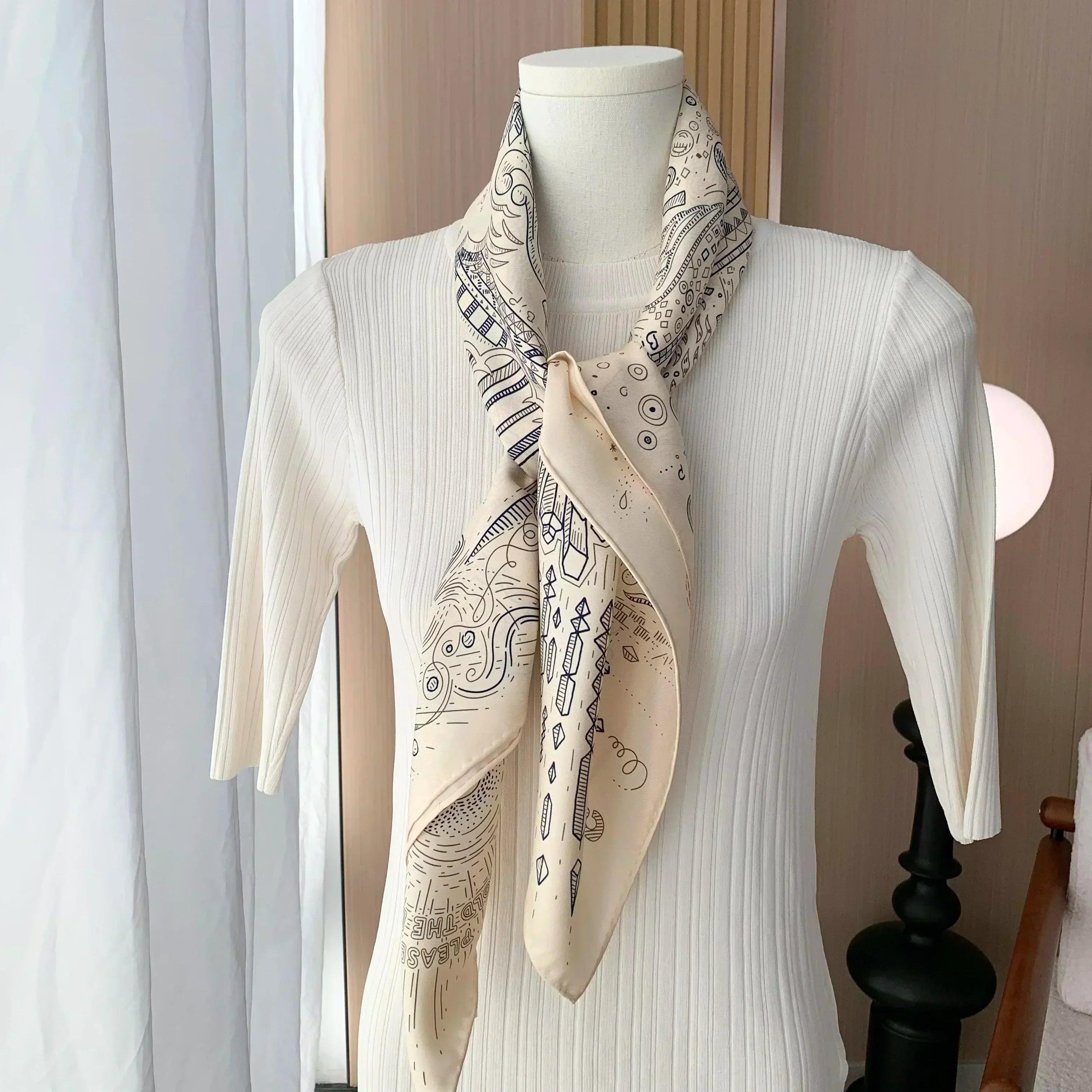 100% real silk scarf shawl large head scarves hijab for hair wrapping 90cm