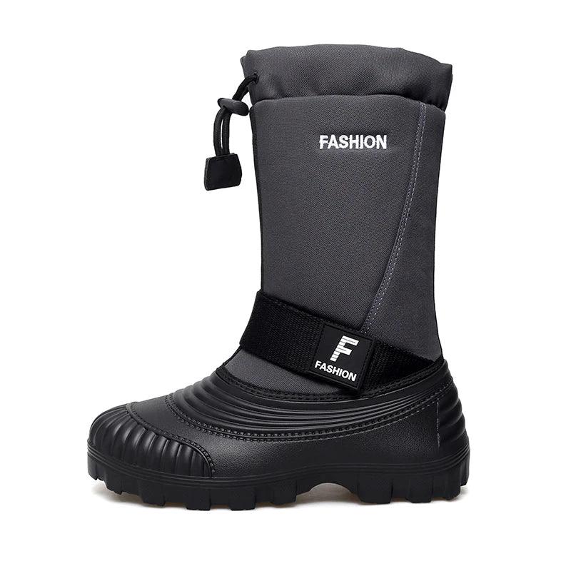 Winter Men's Snow Boots Waterproof Anti Slip Warm Cotton Shoes Outdoor Mid Calf High Top with Plush and Thickened Ski Boots