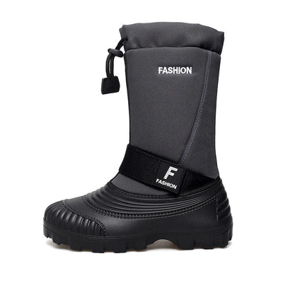 Winter Men's Snow Boots Waterproof Anti Slip Warm Cotton Shoes Outdoor Mid Calf High Top with Plush and Thickened Ski Boots