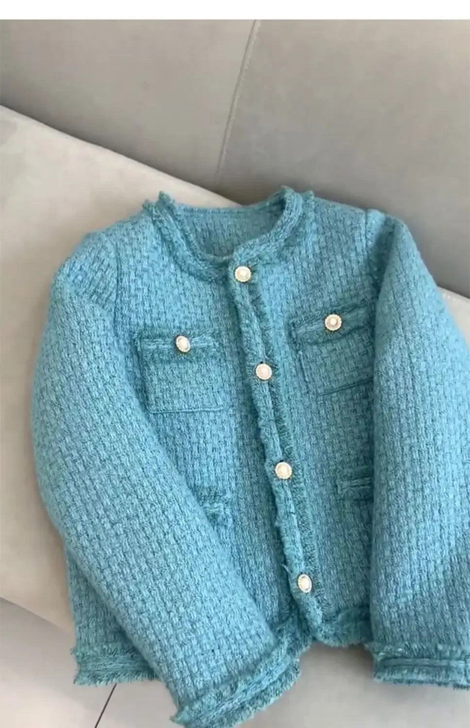 Women's Retro Blue Winter Cotton Jacket Warmth Fragrance High Quality Coats