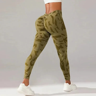 Women V-waist Printed Seamless Leggings