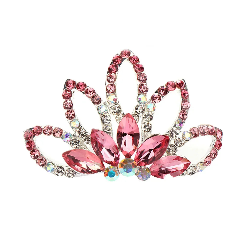 Wedding Jewelry for Girls Kids Gift Gem Princess Hairpin Tiara Crown Hair Comb Flower Crystal Rhinestone Hair Jewelry