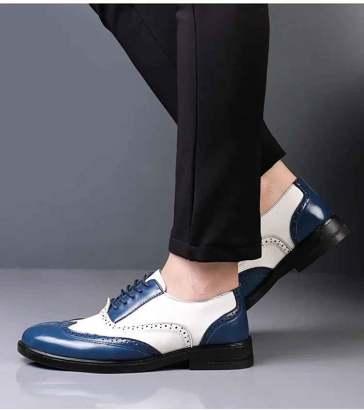 Retro Men's Oxford Shoes Fashion Block Carved Casual Shoes Social Shoes Male Business Dress Leather Shoe Zapatos Para Hombres