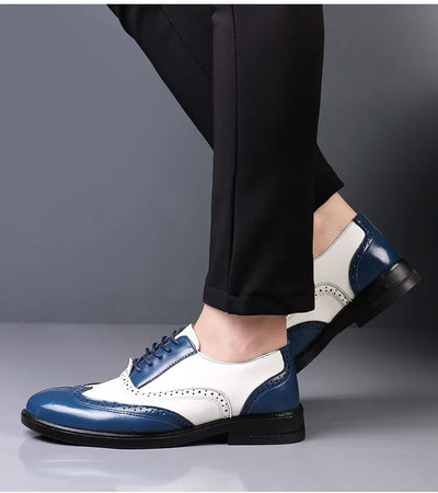 Retro Men's Oxford Shoes Fashion Block Carved Casual Shoes Social Shoes Male Business Dress Leather Shoe Zapatos Para Hombres