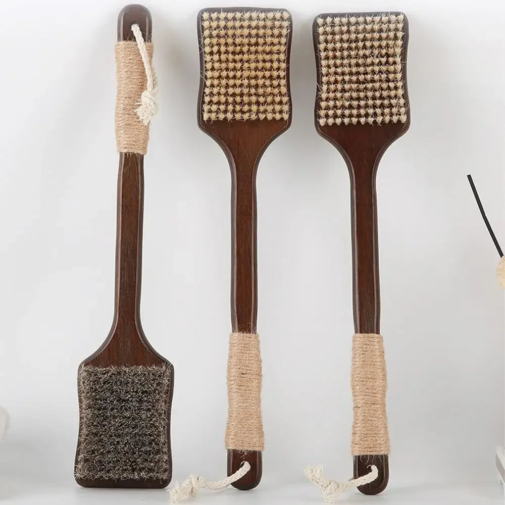 Skin Care Wood Long Handle Brush Ergonomic Self Care Bath Exfoliating Brush Soft Bristles Massage Brush Skin Cleanser