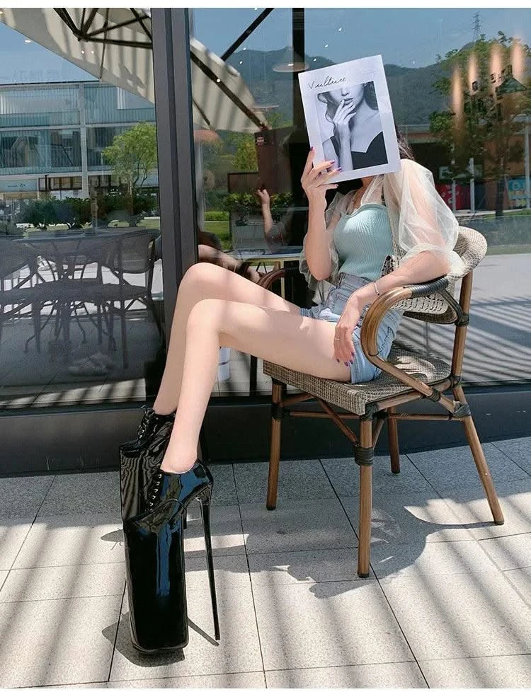 Women's Waterproof Platform High Heel Shoes 30cm | Lace up Fashion High Heel Shoes New | Trendy Model Shoes