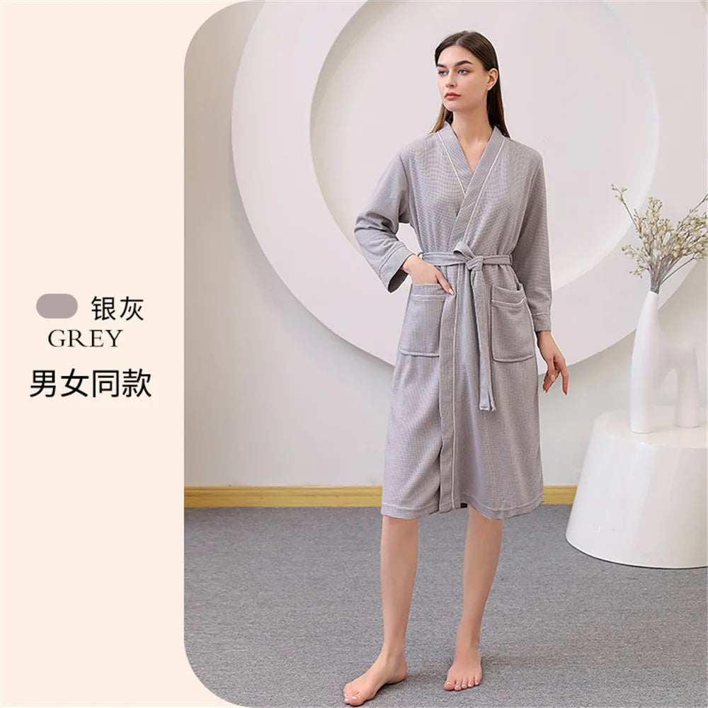 Waffle Patterned Bathrobe High Quality Water Absorption and Quick Drying Bathrobe for Couples