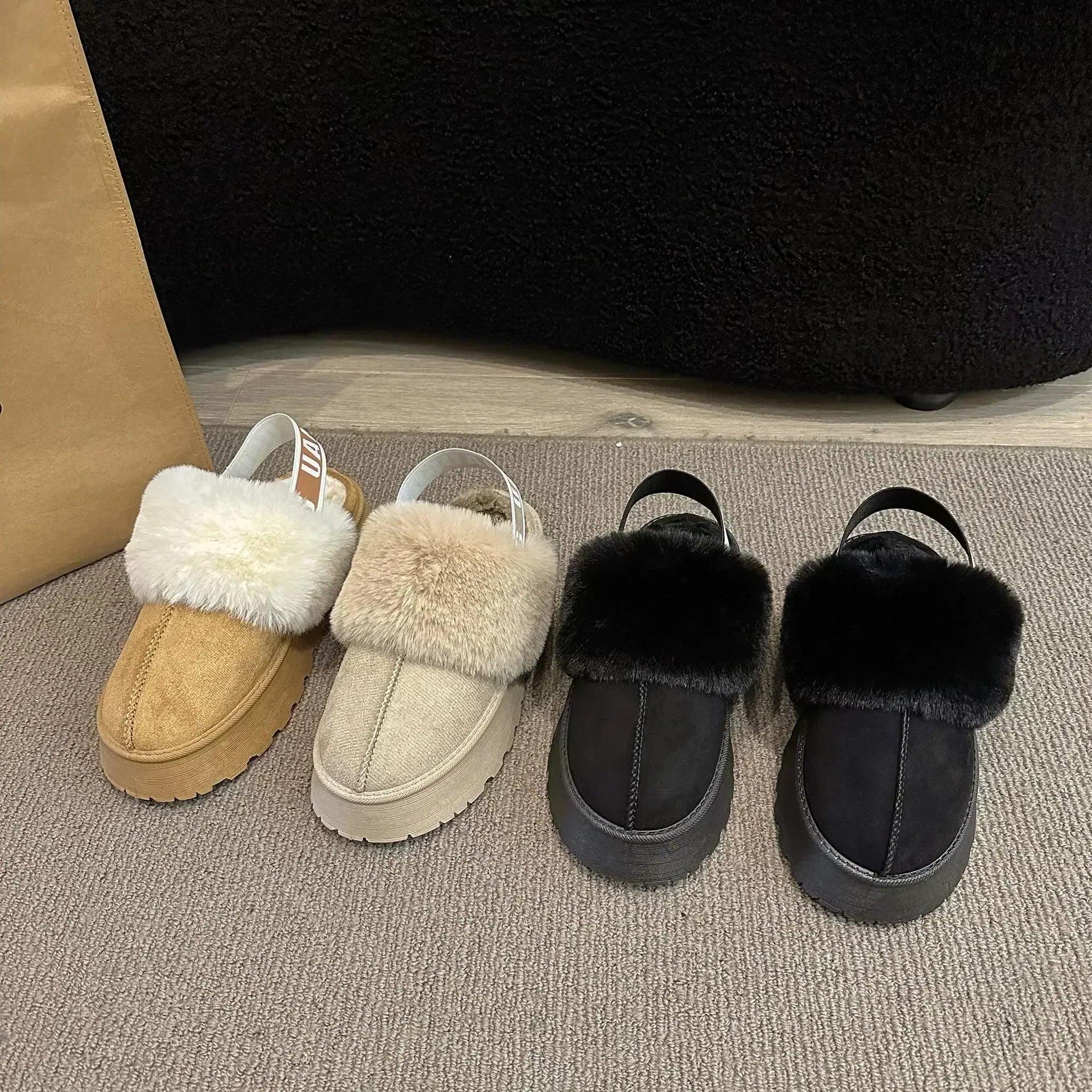 2024 new winter snow boots for women - fur lined with thick fleece and warm cotton