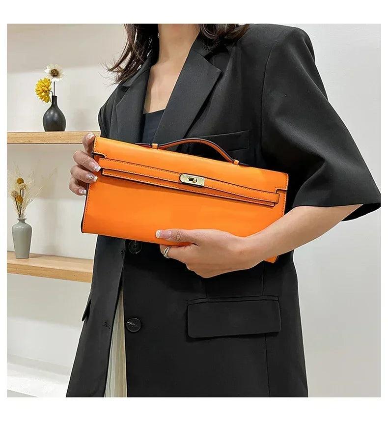 Elegant classic leather handbag for ladies - with inner compartments high quality by famous designer brand