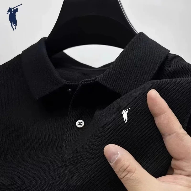 High end designer Brand Men's Polo Shirt 2025 Summer New Exquisite Horse Print Short Sleeve T-shirt Fashion Luxury Menswear Top