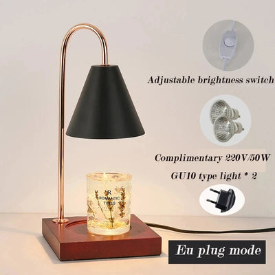 Bedside Candle Warmer Lamp Melt Lamps Stepless Dimming Table Lamp Wooden Base Candle Warmer Lamp 50W for Bedroom Decor Lighting