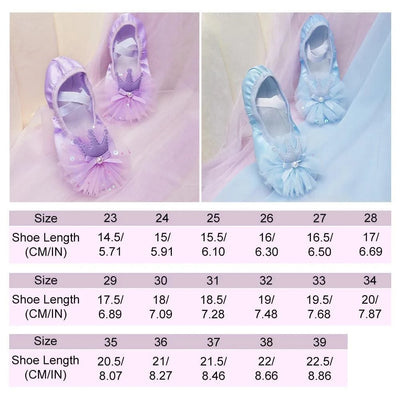 Children's Ballet Shoes Girls Professional Dance Satin Crown Lace Ballet Shoes Soft Sole Professional Training Princess Shoes