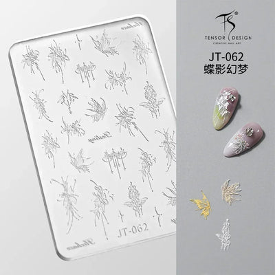 Geometric Bowknot Grid Lace Flora Edge Nail Art Silicone Carving Mold Mould Star Daisy Flower Charms Bow Tie Snowflake Template