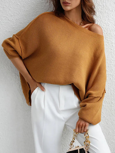 Fashion Oversized Sweaters For Women 2025 Autumn Loose O Neck Knit Sweater With Split Pull Knitted Pullover Women Oversize Grey