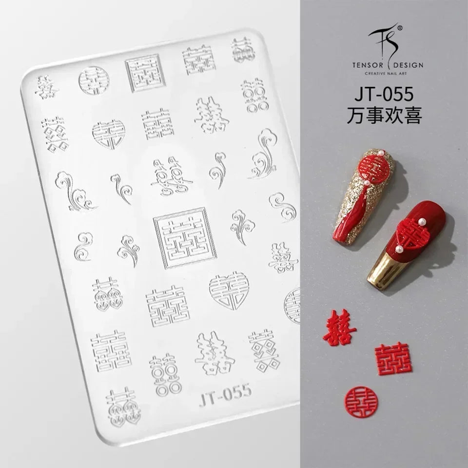 Geometric Bowknot Grid Lace Flora Edge Nail Art Silicone Carving Mold Mould Star Daisy Flower Charms Bow Tie Snowflake Template