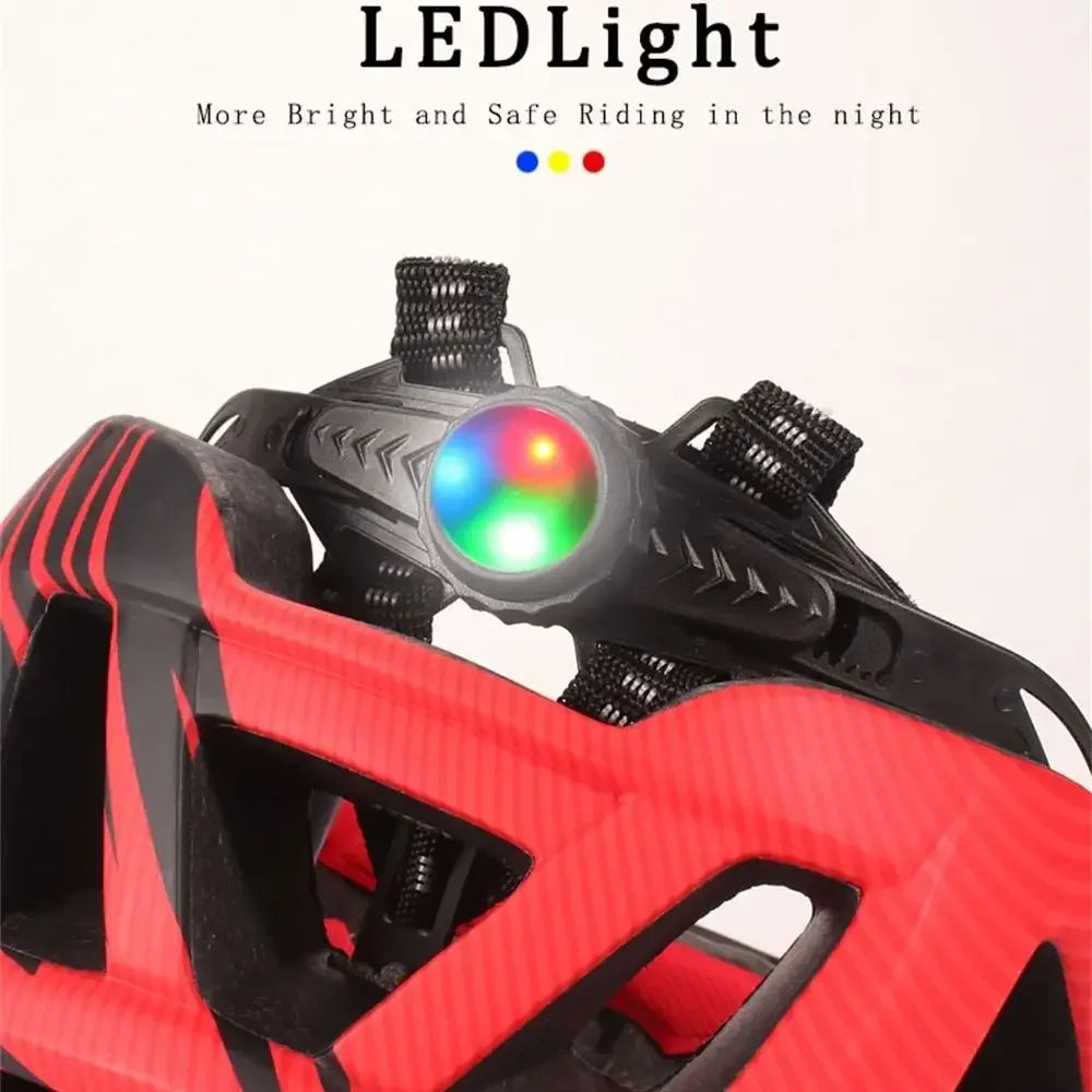 NEW Ultralight Bicycles Helmets Men Mountain Bike Helmet Integ-mold MTB Helmet With led Warning light Cycling Safely Cascos