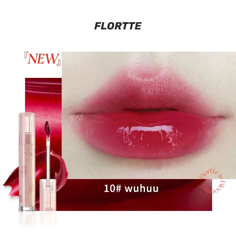 FLORTTE Beauty Lip Lasting Tint First Kiss Series Water Glossy Nice To Meet Chu Blooming Liquid Lipstick Makeup Women Cosmetics