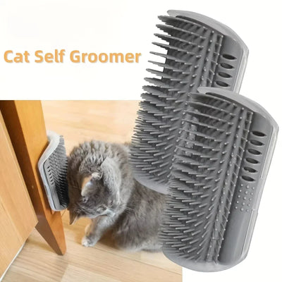 Cat Self Groomer with Massage Comb Brush - Perfect for Kitten and Puppy Grooming and Relaxation Wall-Mounted