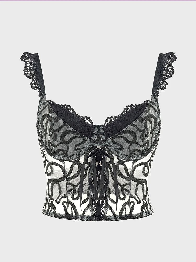 Women Lace Crop Tops Y2K Aesthetic