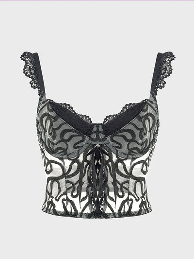 Women Lace Crop Tops Y2K Aesthetic