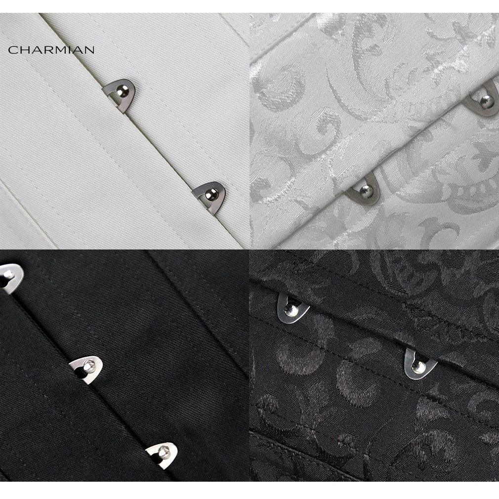 Charmian Black Corsets For Woman Sexy 22 Steel Boned Long Torso Plus Size Brocade Hourglass Shapewear White Corset Waist Trainer
