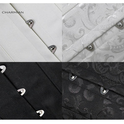 Charmian Black Corsets For Woman Sexy 22 Steel Boned Long Torso Plus Size Brocade Hourglass Shapewear White Corset Waist Trainer