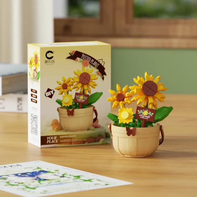 Christmas Gift Building Blocks - Creative Floral Basket Building, Fun Educational DIY Puzzle Toys