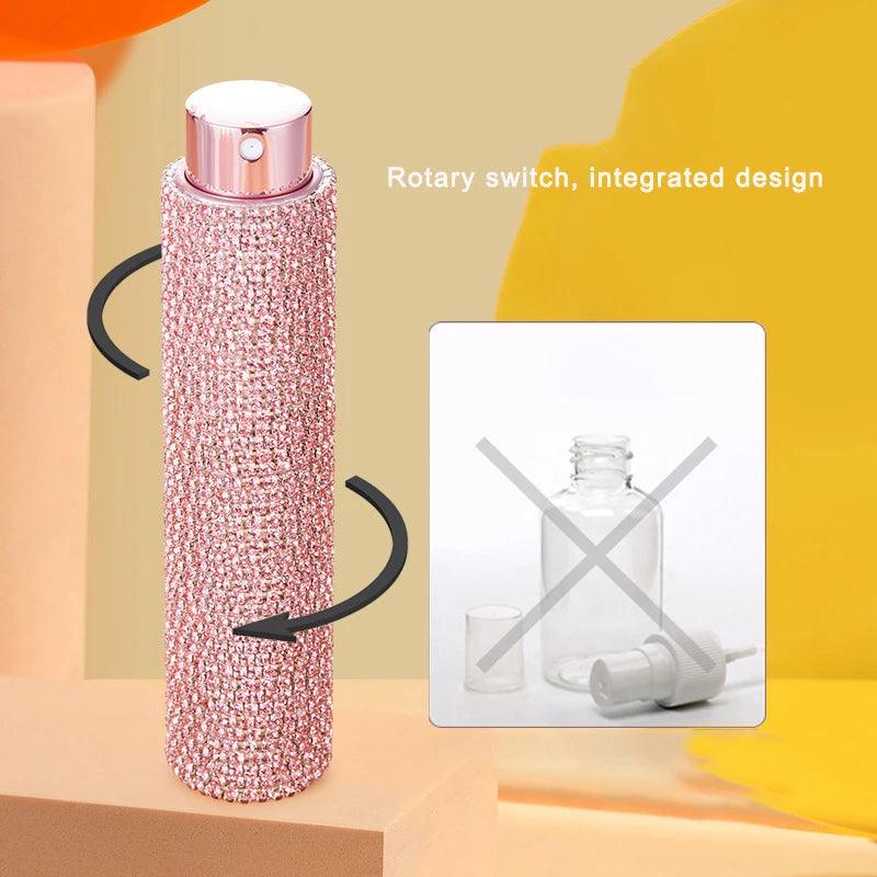 Luxury 10ml perfume spray bottle bling rhinestones refillable atomizer empty travel cosmetic essential container