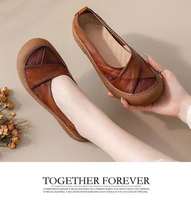 Authentic anti skid slip on leather flat shoes ladies shallow loafers woman comfy soft moccasin