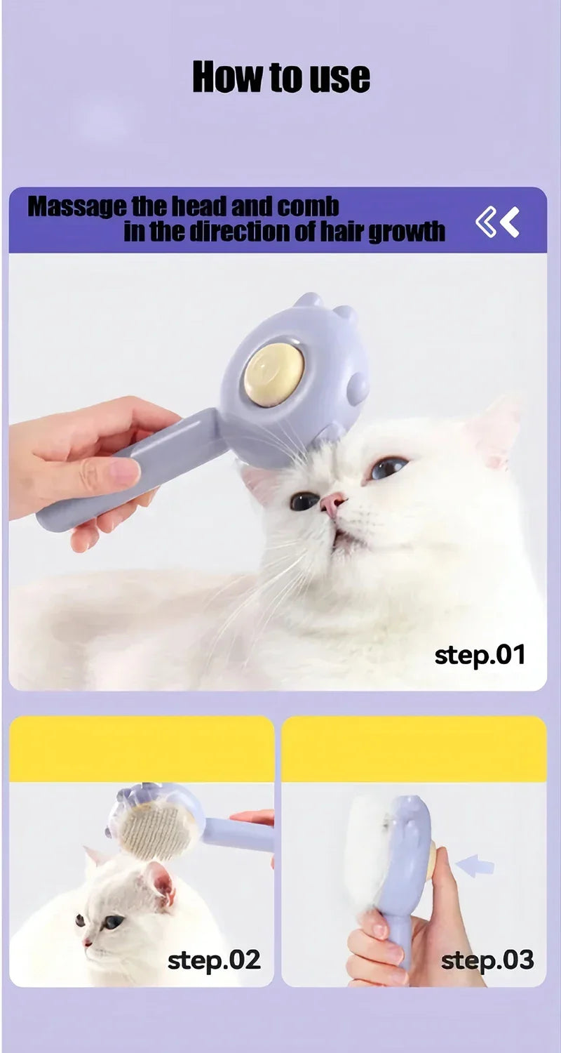 Pet Brush One Button Cleaning Brush Magic Beauty Cat Hair Brush Easy To Carry Re-Use Multi-Function Brush