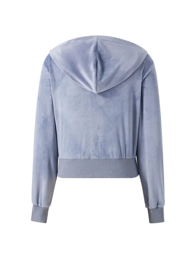 Women Velvet Coats Casual Gothic Grunge Y2K Aesthetic Clothes Zip Up Hooded Sweatshirt Jackets  Autumn Outerwear